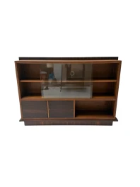 Art Deco Bookcase by Dutch Designer, Solid Oak & Macassar Ebony, 1930s